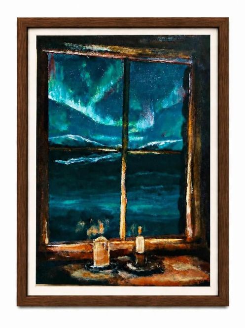 Hovedbilde Poster Norrsken utanför fönstret 21x30 cm
